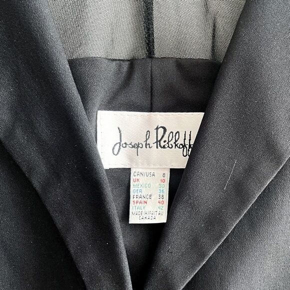 Joseph Ribkoff Blazer Sheer Sleeves Yoke Black Stretchy Women's 8 Button - Picture 4 of 8